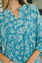 Lizzy Top in Aqua Paisley-Womens-Stay Foxy Boutique, Florissant, Missouri