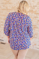 Lizzy Top in Blue and Pink Retro Ditsy Floral-Tops-Stay Foxy Boutique, Florissant, Missouri