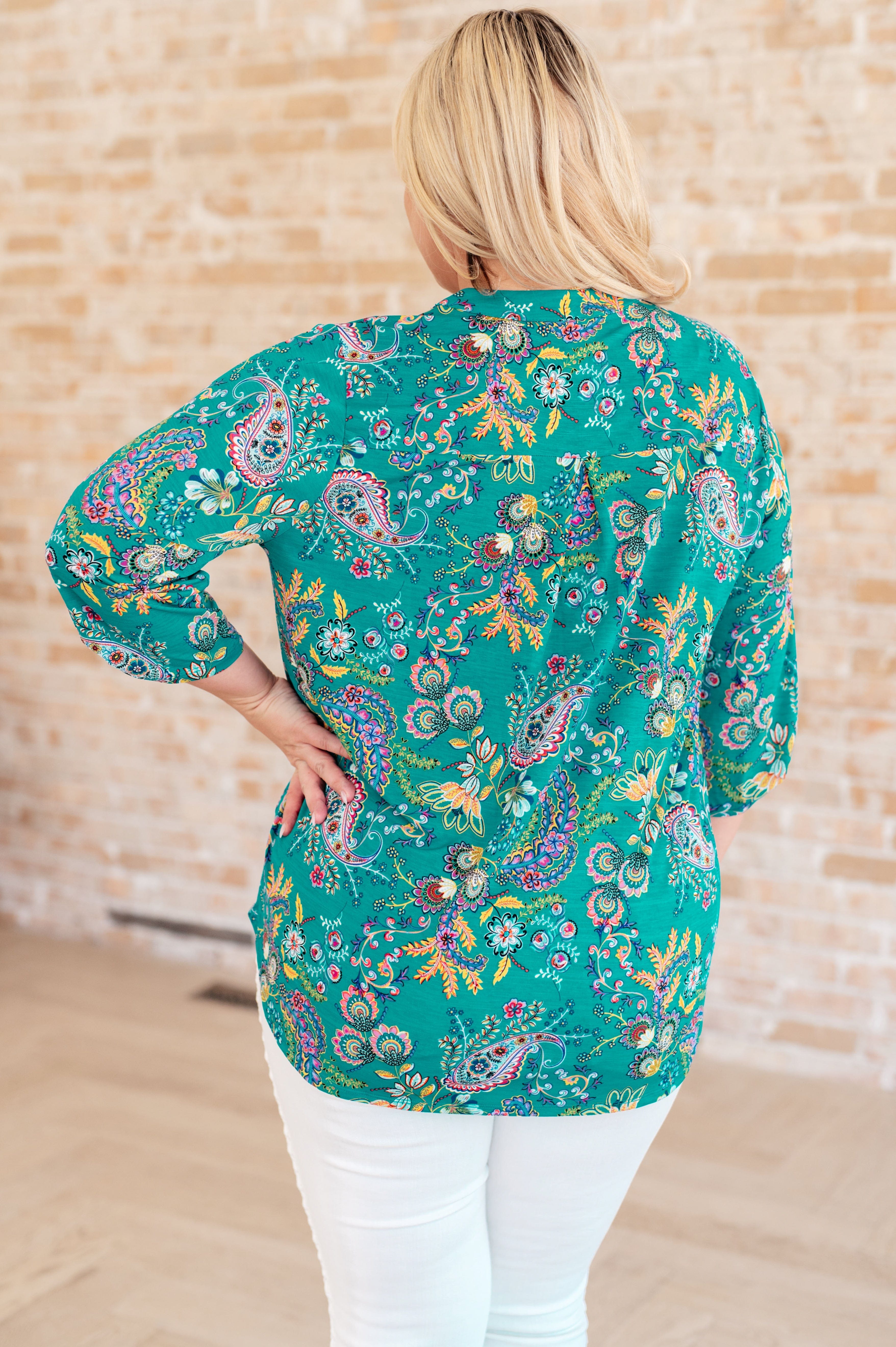 Lizzy Top in Emerald and Purple Paisley-Tops-Stay Foxy Boutique, Florissant, Missouri