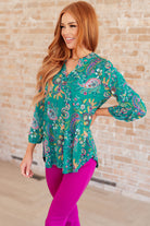 Lizzy Top in Emerald and Purple Paisley-Tops-Stay Foxy Boutique, Florissant, Missouri