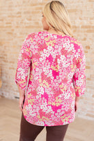 Lizzy Top in Hot Pink and Bubblegum Pink Ditsy Floral-Tops-Stay Foxy Boutique, Florissant, Missouri