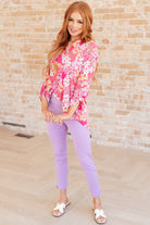 Lizzy Top in Hot Pink and Bubblegum Pink Ditsy Floral-Tops-Stay Foxy Boutique, Florissant, Missouri