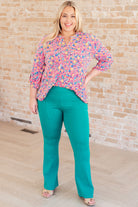 Lizzy Top in Hot Pink and Turquoise Ditsy Floral-Tops-Stay Foxy Boutique, Florissant, Missouri