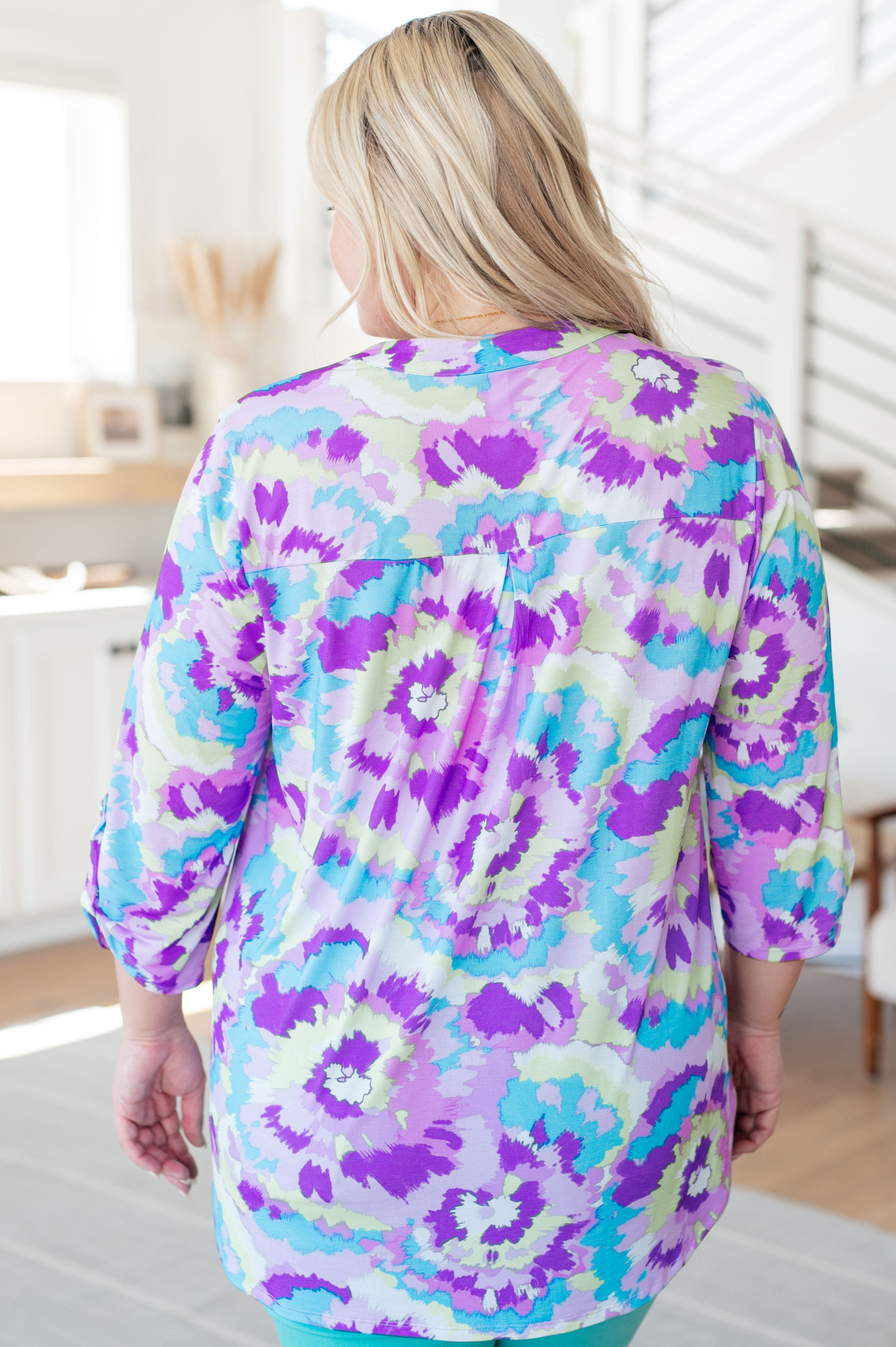 Lizzy Top in Lavender and Purple Brush Strokes-Tops-Stay Foxy Boutique, Florissant, Missouri