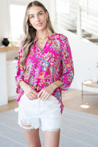 Lizzy Top in Magenta Floral Paisley-Tops-Stay Foxy Boutique, Florissant, Missouri