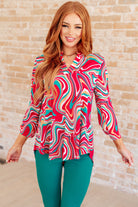 Lizzy Top in Magenta Retro Marble-Tops-Stay Foxy Boutique, Florissant, Missouri