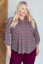 Lizzy Top in Magenta and Black Chevron-Blouses-Stay Foxy Boutique, Florissant, Missouri