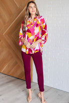 Lizzy Top in Magenta and Mustard Abstract-Tops-Stay Foxy Boutique, Florissant, Missouri