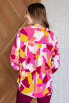 Lizzy Top in Magenta and Mustard Abstract-Tops-Stay Foxy Boutique, Florissant, Missouri