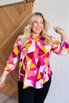 Lizzy Top in Magenta and Mustard Abstract-Tops-Stay Foxy Boutique, Florissant, Missouri