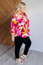 Lizzy Top in Magenta and Mustard Abstract-Tops-Stay Foxy Boutique, Florissant, Missouri