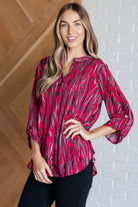 Lizzy Top in Magenta and Red Strokes-Blouses-Stay Foxy Boutique, Florissant, Missouri