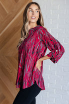 Lizzy Top in Magenta and Red Strokes-Blouses-Stay Foxy Boutique, Florissant, Missouri