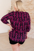 Lizzy Top in Navy and Hot Pink Damask-Tops-Stay Foxy Boutique, Florissant, Missouri