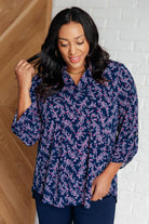 Lizzy Top in Navy and Magenta Petite Floral-Tops-Stay Foxy Boutique, Florissant, Missouri