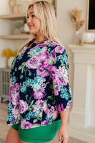 Lizzy Top in Navy and Purple Floral-Tops-Stay Foxy Boutique, Florissant, Missouri