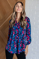 Lizzy Top in Navy and Teal Multi-Blouses-Stay Foxy Boutique, Florissant, Missouri