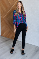 Lizzy Top in Navy and Teal Multi-Blouses-Stay Foxy Boutique, Florissant, Missouri