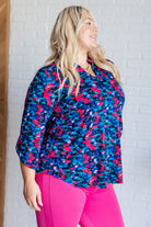 Lizzy Top in Navy and Teal Multi-Blouses-Stay Foxy Boutique, Florissant, Missouri