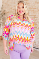 Lizzy Top in Orange Multi Chevron-Tops-Stay Foxy Boutique, Florissant, Missouri