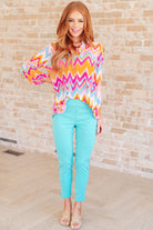 Lizzy Top in Orange Multi Chevron-Tops-Stay Foxy Boutique, Florissant, Missouri