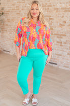 Lizzy Top in Pink and Teal Branches-Tops-Stay Foxy Boutique, Florissant, Missouri