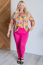 Lizzy Top in Pink and Yellow Multi Floral-Blouses-Stay Foxy Boutique, Florissant, Missouri