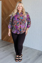 Lizzy Top in Purple and Blue Paisley-Blouses-Stay Foxy Boutique, Florissant, Missouri