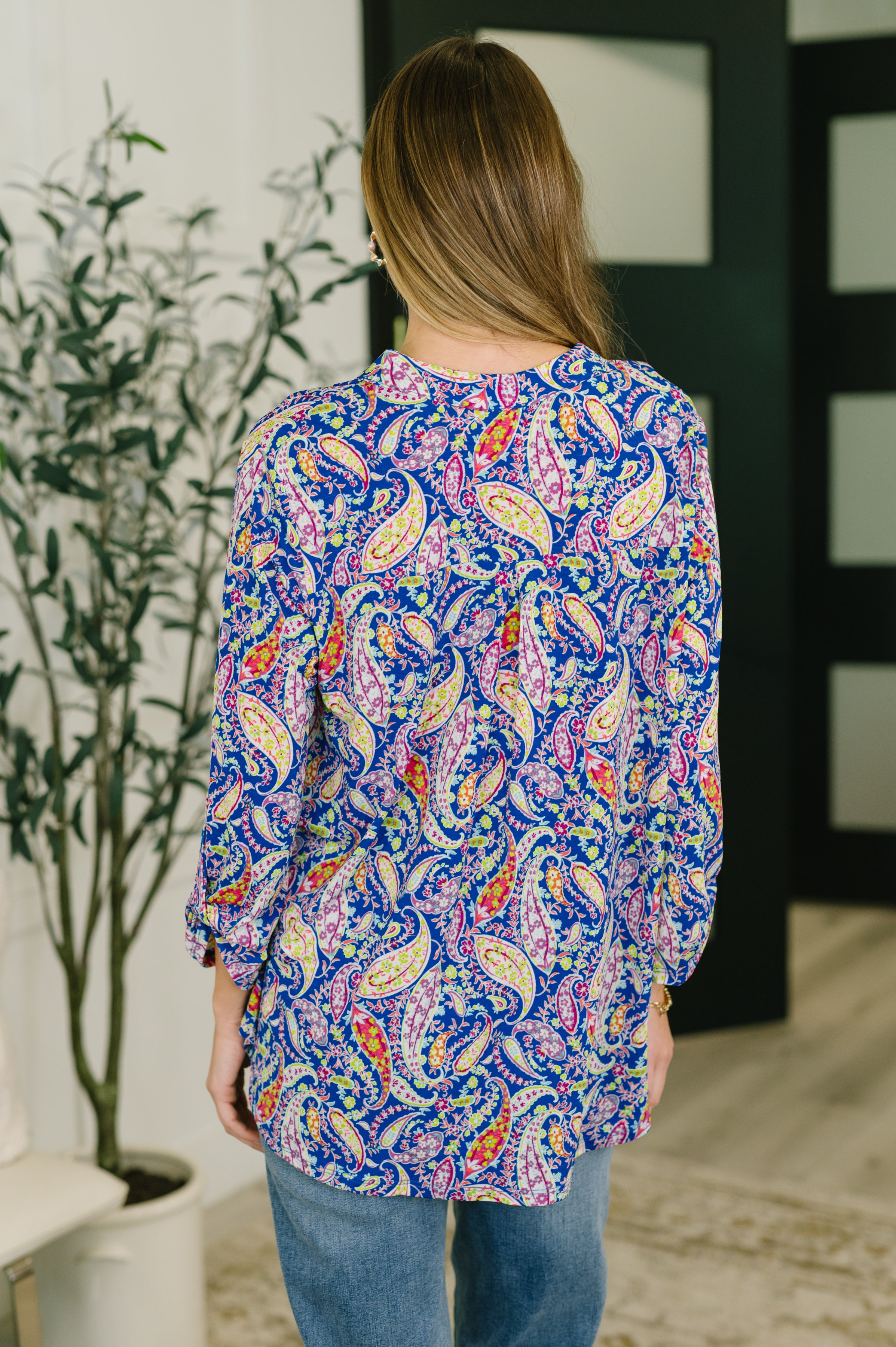 Lizzy Top in Royal Blue Paisley-Womens-Stay Foxy Boutique, Florissant, Missouri