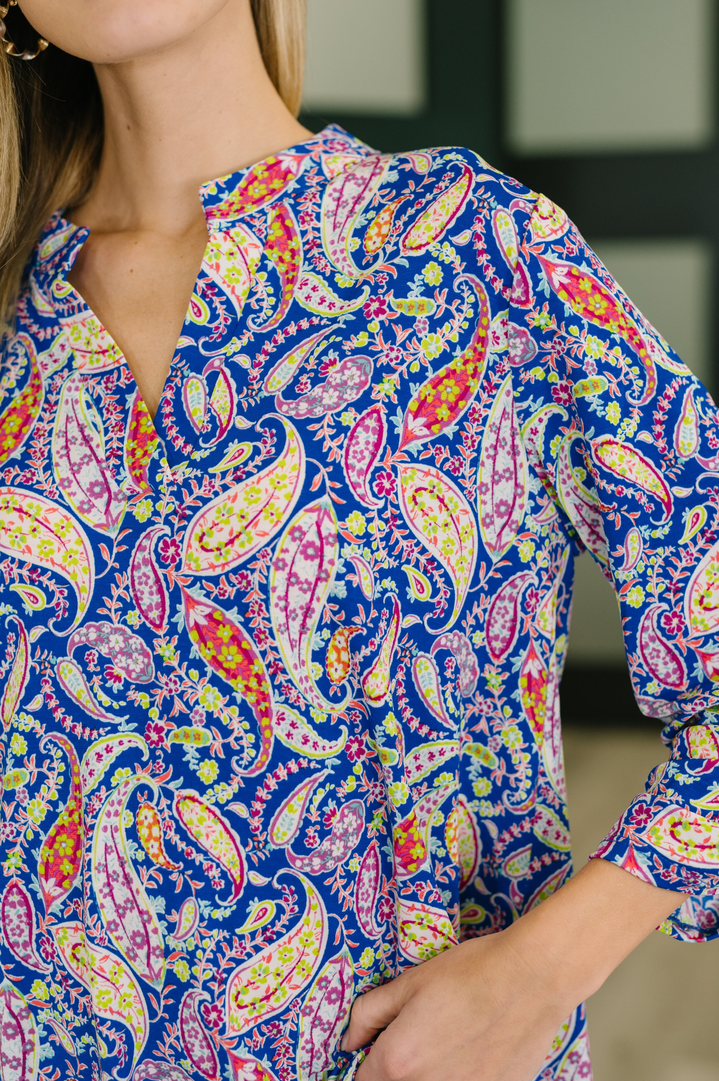 Lizzy Top in Royal Blue Paisley-Womens-Stay Foxy Boutique, Florissant, Missouri