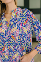 Lizzy Top in Royal Blue Paisley-Womens-Stay Foxy Boutique, Florissant, Missouri