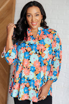 Lizzy Top in Royal and Jade Floral-Tops-Stay Foxy Boutique, Florissant, Missouri