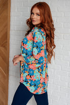 Lizzy Top in Royal and Jade Floral-Tops-Stay Foxy Boutique, Florissant, Missouri