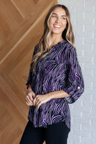 Lizzy Top in Violet and Black Multi Stroke-Blouses-Stay Foxy Boutique, Florissant, Missouri