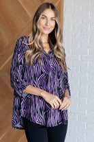 Lizzy Top in Violet and Black Multi Stroke-Blouses-Stay Foxy Boutique, Florissant, Missouri