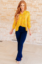 Lizzy Top in Yellow and Navy Paisley-Tops-Stay Foxy Boutique, Florissant, Missouri