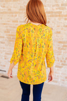 Lizzy Top in Yellow and Navy Paisley-Tops-Stay Foxy Boutique, Florissant, Missouri