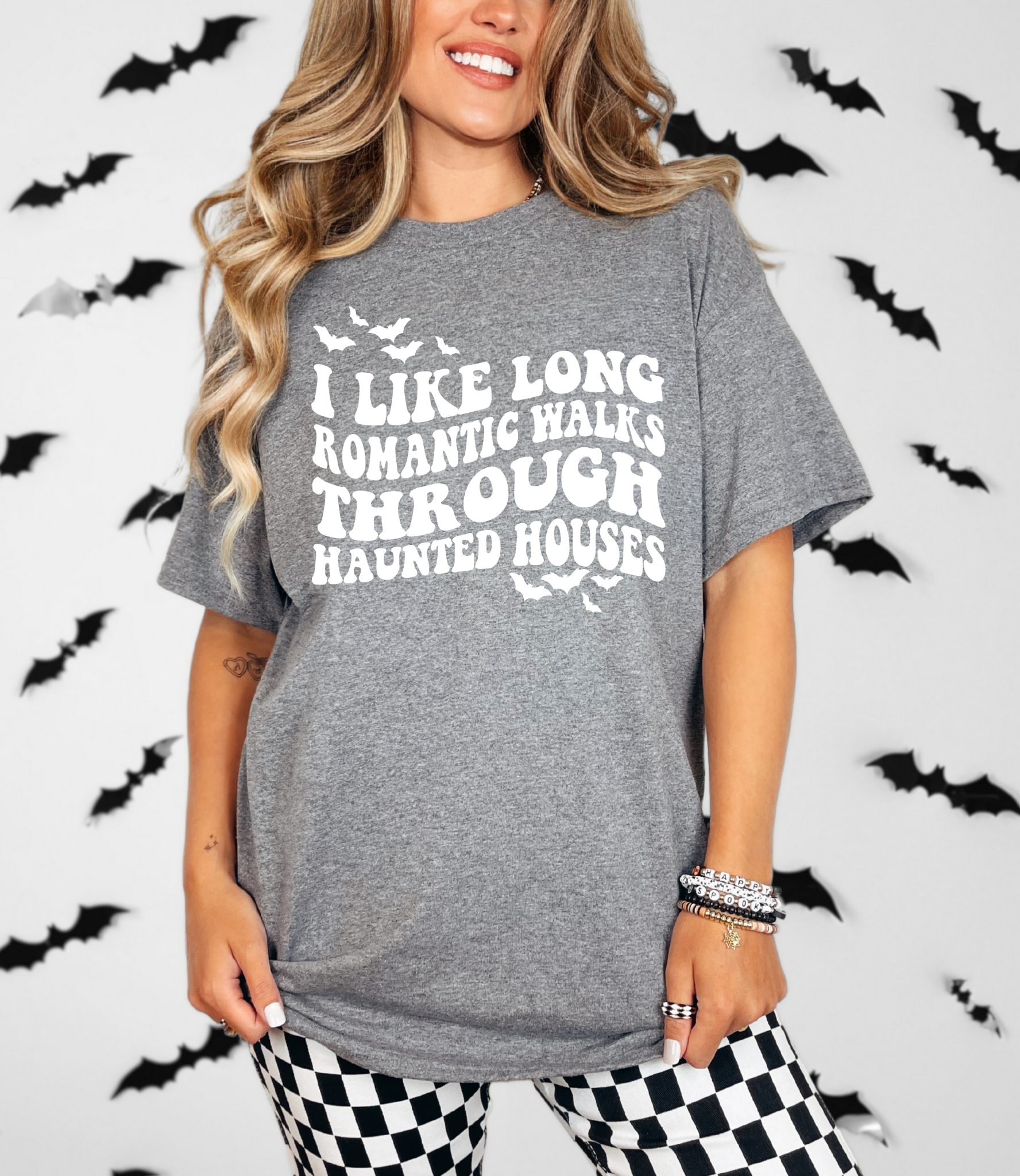 Long Haunted Walks Graphic Tee-Womens-Stay Foxy Boutique, Florissant, Missouri