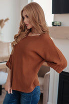 Lotta Love Knitted Sweater Top in Rust-Tops-Stay Foxy Boutique, Florissant, Missouri