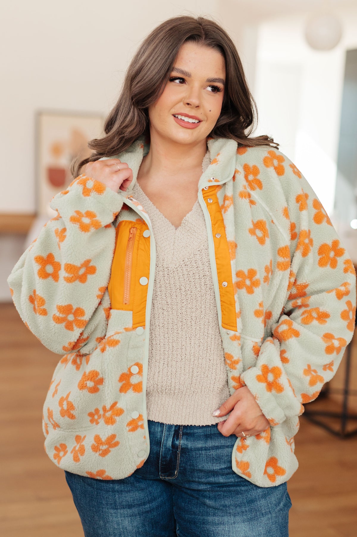 Love It Don't Leave It Floral Fleece Jacket-Layers-Stay Foxy Boutique, Florissant, Missouri