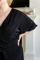 Lovely Life Plisse Romper in Black-Jumpsuits & Rompers-Stay Foxy Boutique, Florissant, Missouri