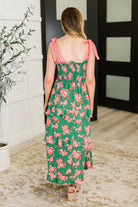 Low Effort, High Impact Tiered Dress in Green/Coral-Womens-Stay Foxy Boutique, Florissant, Missouri