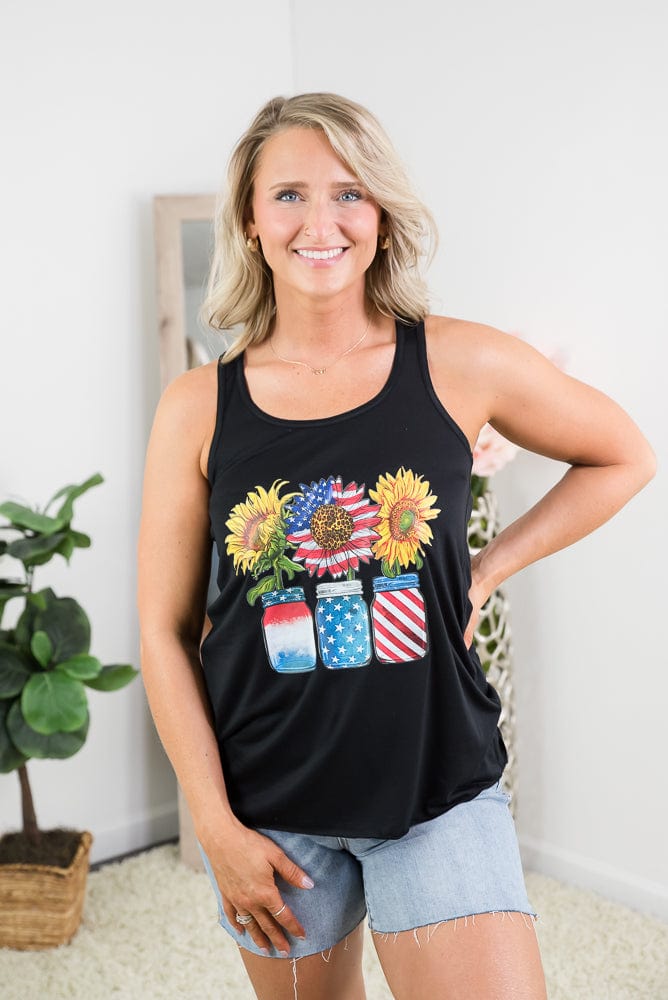 USA Sunflower Tank-BT Graphic Tee-Stay Foxy Boutique, Florissant, Missouri