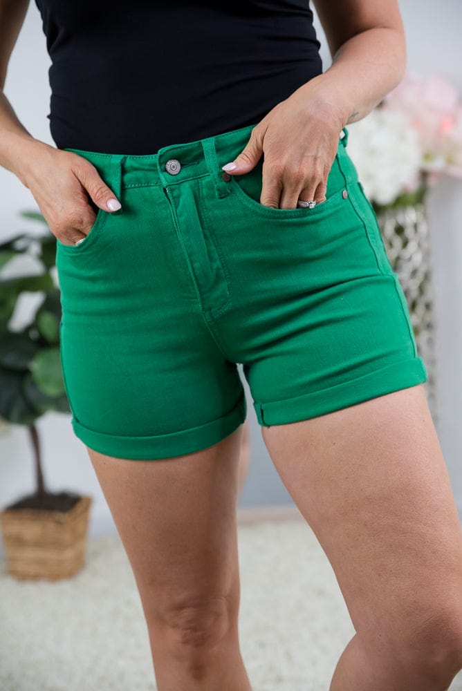 Seeing Green Tummy Control Judy Blue Shorts-judy blue-Stay Foxy Boutique, Florissant, Missouri