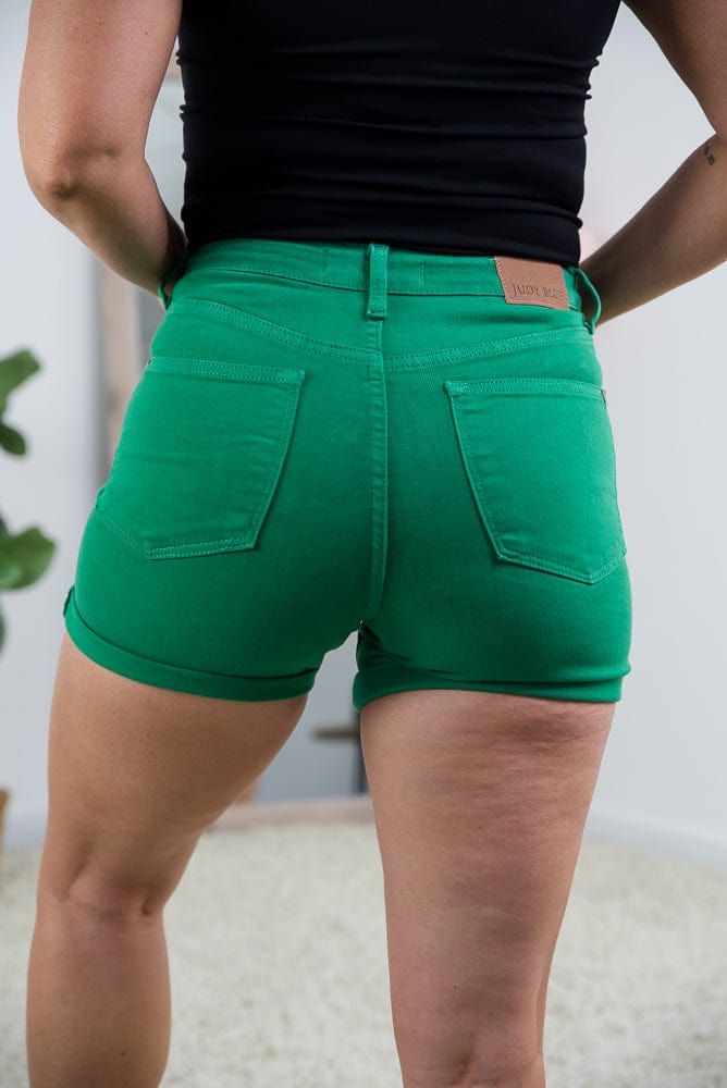 Seeing Green Tummy Control Judy Blue Shorts-judy blue-Stay Foxy Boutique, Florissant, Missouri