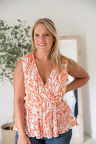 The Orange Swirl Sleeveless Top-White Birch-Stay Foxy Boutique, Florissant, Missouri