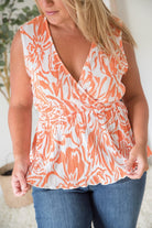 The Orange Swirl Sleeveless Top-White Birch-Stay Foxy Boutique, Florissant, Missouri