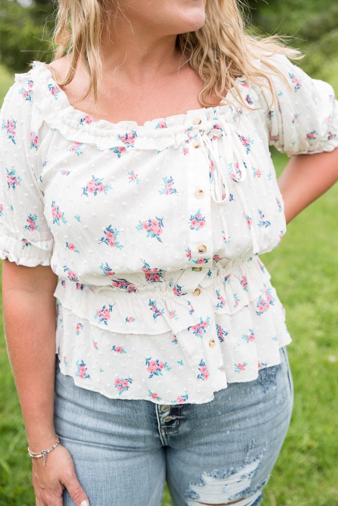 Florals Forever Top-White Birch-Stay Foxy Boutique, Florissant, Missouri