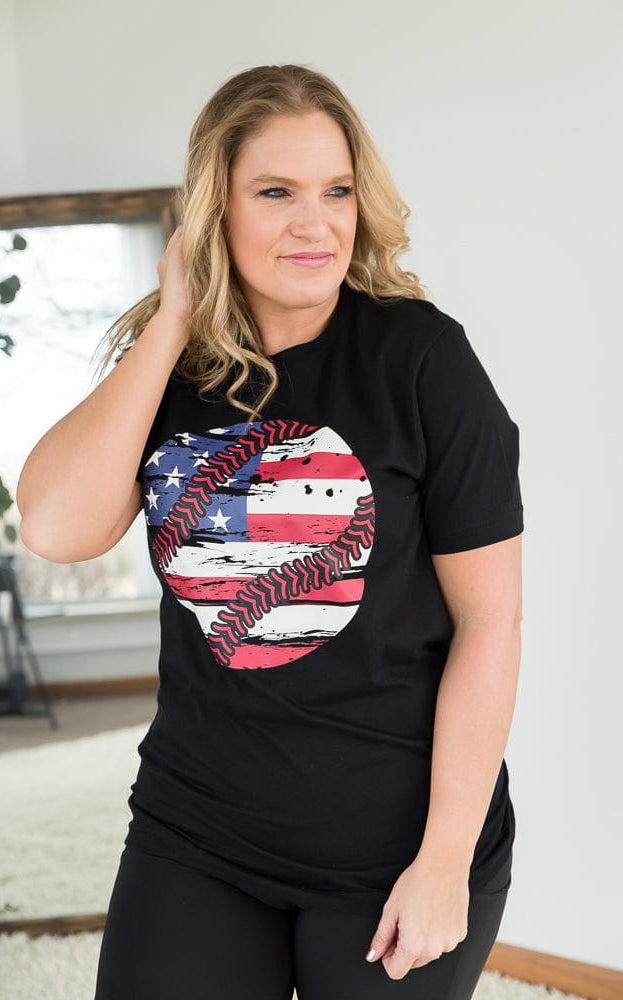 American Baseball Graphic Tee-BT Graphic Tee-Stay Foxy Boutique, Florissant, Missouri