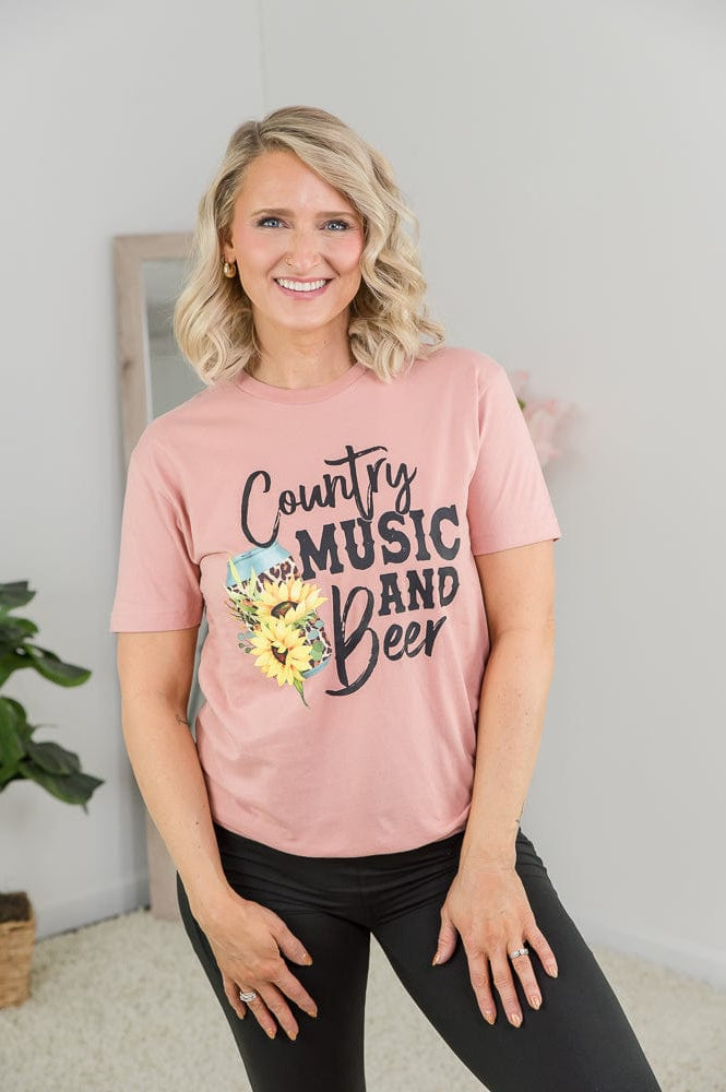 Country Music & Beer Tee-BT Graphic Tee-Stay Foxy Boutique, Florissant, Missouri